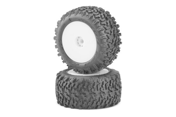 J Concepts JCO31001221 Scorpios Tires, Mounted White Wheels, Green Compound (2): Mini-T/B