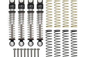 Hot Racing HRASXTF428LT Aluminum Threaded Long Travel Shocks Set (4): SCX24