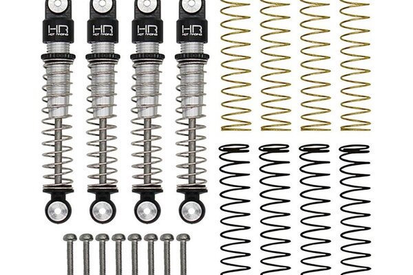 Hot Racing HRASXTF428LT Aluminum Threaded Long Travel Shocks Set (4): SCX24