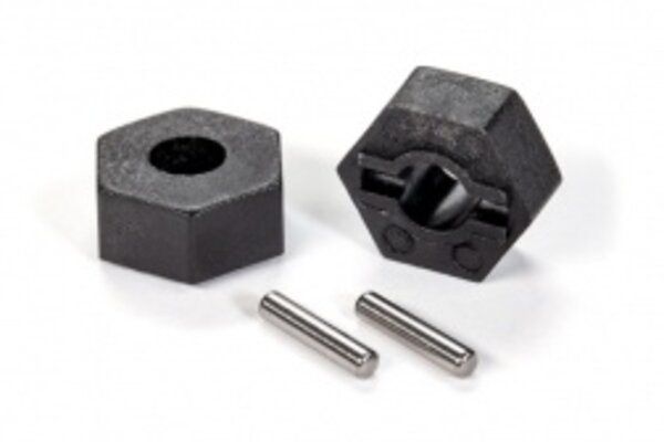 Traxxas 1654   Wheel hubs, 12mm hex (2)/ stub axle pins (2)