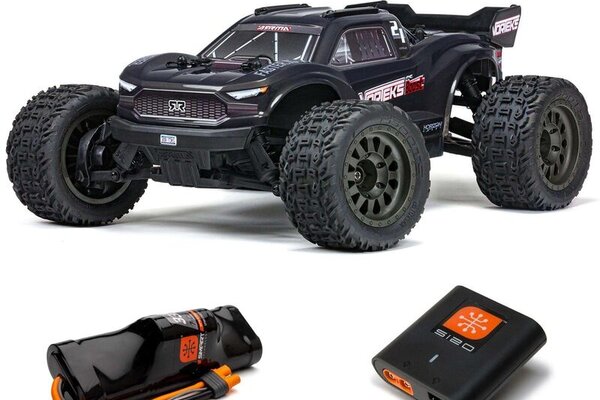 ARRMA ARA4105SV4T2  1/10 VORTEKS 4X2 BOOST MEGA 550 Brushed Stadium Truck RTR with Battery & Charger, Gunmetal