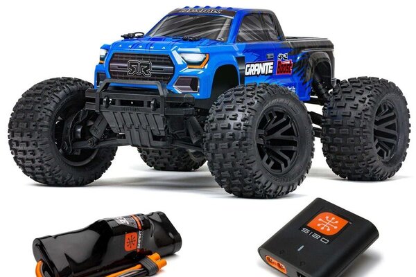 ARRMA ARA4102SV4T2 1/10 GRANITE 4X2 BOOST MEGA 550 Brushed Monster Truck RTR with Battery & Charger, Blue