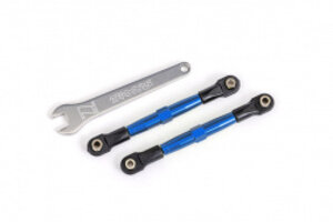 Traxxas 2445X Toe links, front (TUBES blue-anodized, 7075-T6 aluminum, stronger than titanium) (2) (assembled with rod ends and hollow balls)/ aluminum wrench (1) (fits Drag Slash)