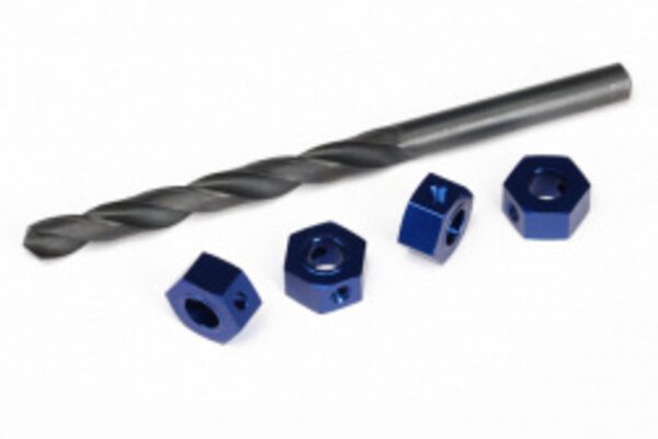 Traxxas 6869 Wheel adaptors, 12mm hex, 6061-T6 aluminum (blue-anodized) (4)/ screw pins (4)