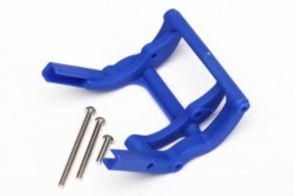 Traxxas 3677X Wheelie bar mount (1)/ hardware (blue)