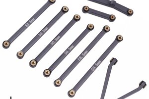 Powerhobby PHSCX24115-Gray  Powerhobby Aluminum Suspension Links Steering Rod Tie Set SCX24 C10 Jeep Gray