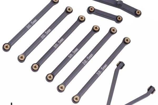 Powerhobby PHSCX24115-Gray  Powerhobby Aluminum Suspension Links Steering Rod Tie Set SCX24 C10 Jeep Gray