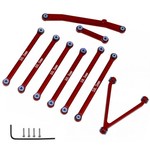 Powerhobby PHSCX24115-Red  Powerhobby Aluminum Suspension Links Steering Rod Tie Set SCX24 C10 Jeep Red