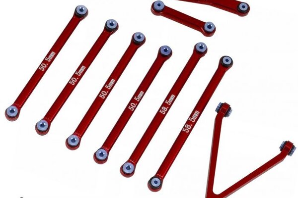 Powerhobby PHSCX24115-Red  Powerhobby Aluminum Suspension Links Steering Rod Tie Set SCX24 C10 Jeep Red
