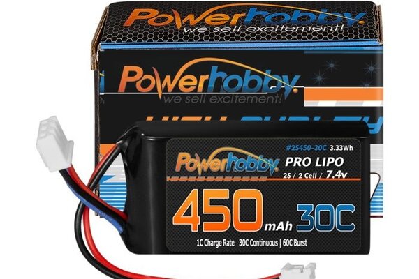 Powerhobby PHB2S450MAH30  2S 450mAh 30C Upgrade Lipo Battery for Axial SCX24