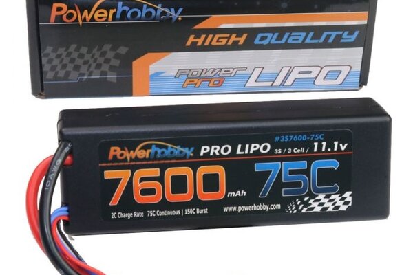 Powerhobby PH3S7600MAH75CXT90HC    3s 11.1v 7600mah 75c Lipo Battery w XT90 Plug Hard Case