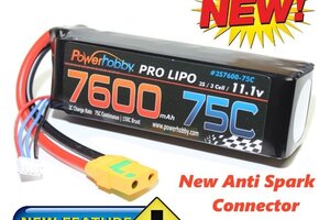 Powerhobby PH3S7600MAH75CXT90 Powerhobby 3S 11.1V 7600mAh 75C Lipo Battery w XT90 Anti Spark Plug