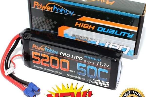 Powerhobby 3S 11.1V 5200mAh 50C LiPo Battery w/ EC3 Plug 3-Cell