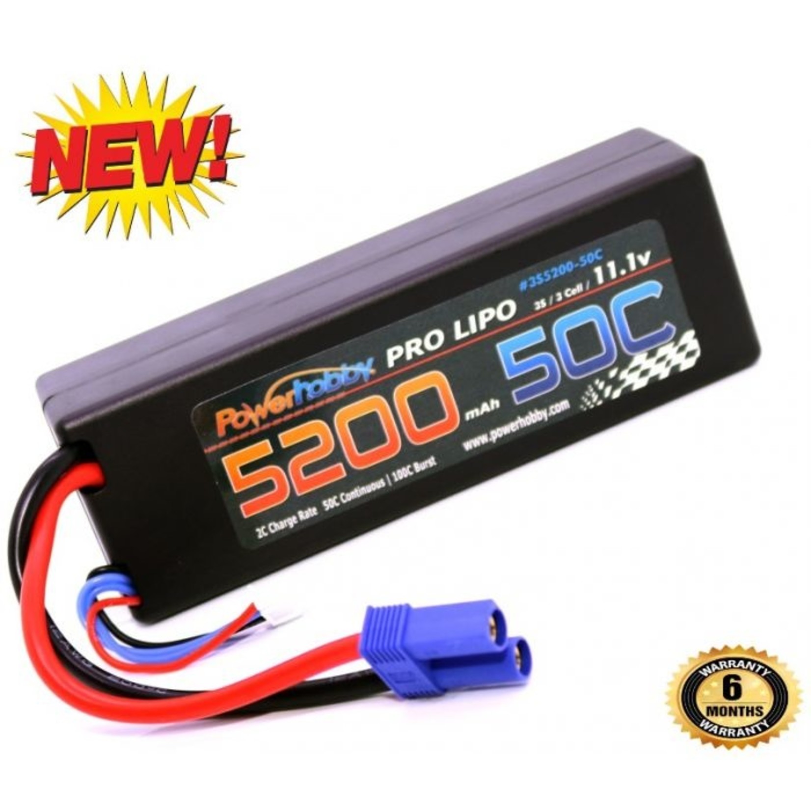 Powerhobby PH3S5200MAH50CEC5HC Powerhobby 3S 11.1V 5200mAh 50C Lipo Battery w EC5 Plug 3-Cell Hard Case