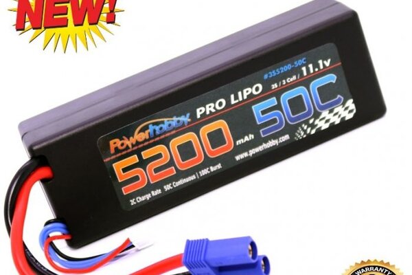 Powerhobby PH3S5200MAH50CEC5HC Powerhobby 3S 11.1V 5200mAh 50C Lipo Battery w EC5 Plug 3-Cell Hard Case