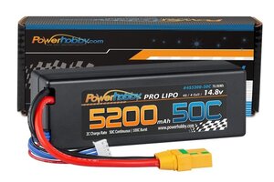 Powerhobby PH4S5200MAH50CXT90LCG  Powerhobby 4s 14.8v 5200mah 50c Lipo Battery w XT90 Plug Hard Case LCG