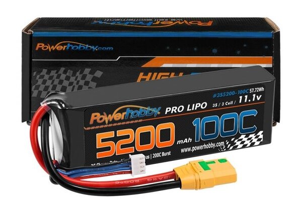 Powerhobby PH3S5200MAH100CXT90  Powerhobby 3s 11.V 5200mah 100C - 200C Lipo Battery w XT90 Plug