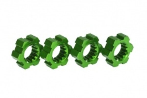 Traxxas 7756G Wheel hubs, hex, aluminum (green-anodized) (4)