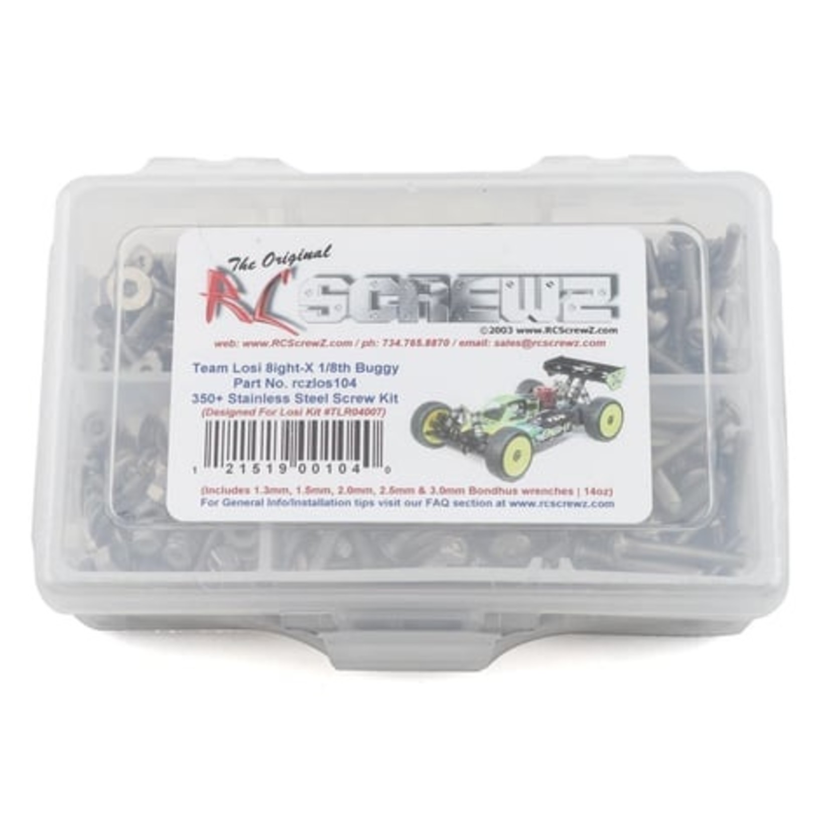 RC Screwz RCZLOS104  RC Screwz TLR 8IGHT-X Stainless Steel Screw Kit
