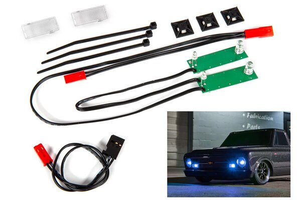 Traxxas 9496X LED light set, front, complete (blue) (includes light harness, power harness, zip ties (9))