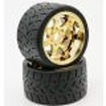 Power Hobby PHT5102-Gold Powerhobby  1/8 Gripper 54/100 Belted Mounted Tires 17mm Gold Wheels