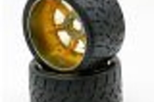 Powerhobby PHT5102-Gold Powerhobby  1/8 Gripper 54/100 Belted Mounted Tires 17mm Gold Wheels