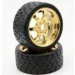 Power Hobby PHT5101-Gold  Powerhobby  1/8 Gripper 42/100 Belted Mounted Tires 17mm Gold Wheels