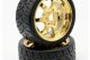Powerhobby PHT5101-Gold  Powerhobby  1/8 Gripper 42/100 Belted Mounted Tires 17mm Gold Wheels