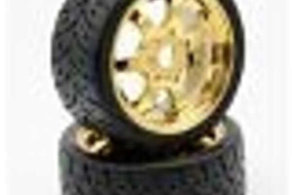 Powerhobby PHT5101-Gold  Powerhobby  1/8 Gripper 42/100 Belted Mounted Tires 17mm Gold Wheels