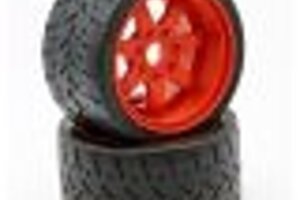 Powerhobby PHT5102-Red  Powerhobby 1/8 Gripper 54/100 Belted Mounted Tires 17mm Red Wheels