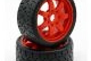 Powerhobby PHT5101-Red  Powerhobby 1/8 Gripper 42/100 Belted Mounted Tires 17mm Red Wheels