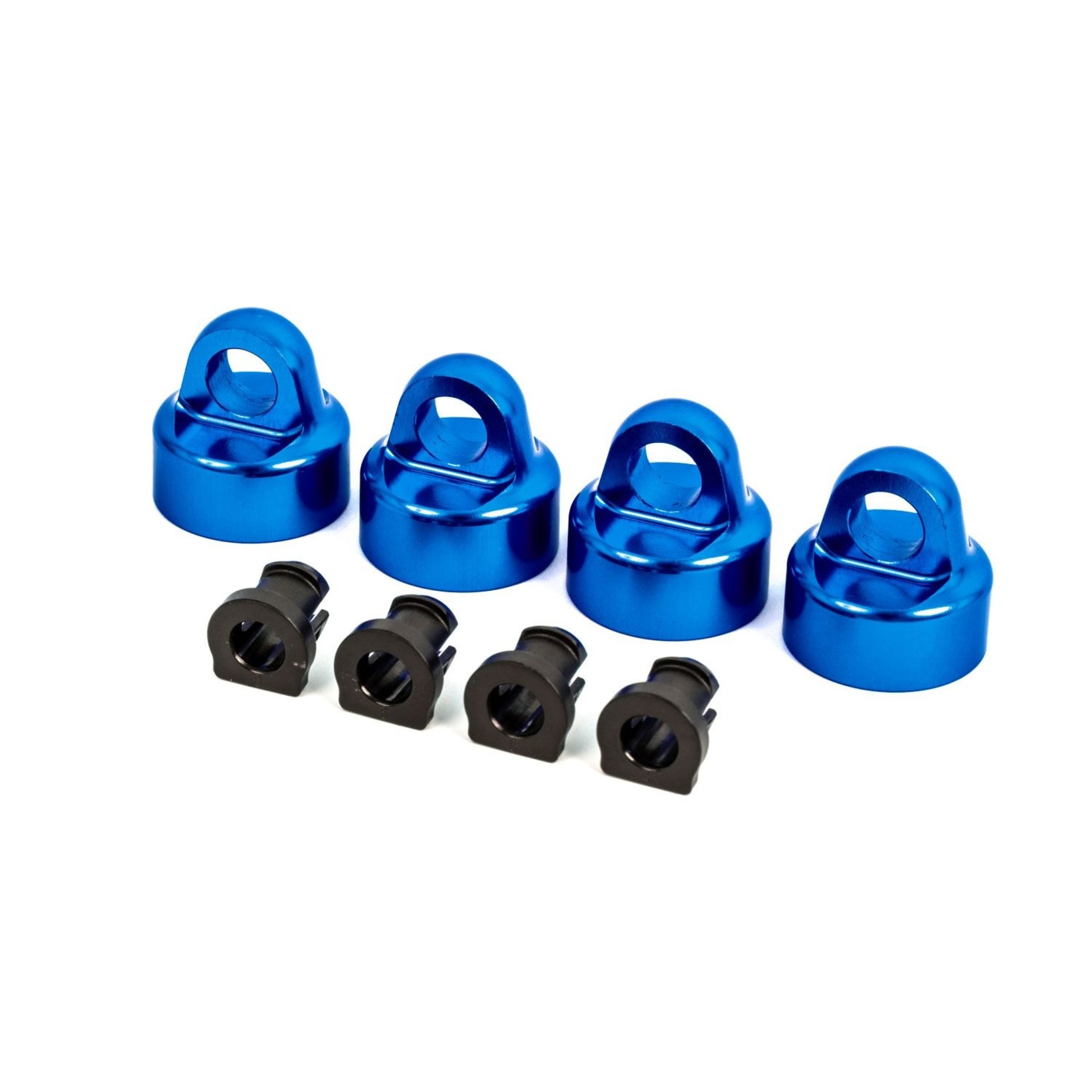Traxxas 9664X Shock caps, aluminum (blue-anodized), GT-Maxx® shocks (4)/ spacers (4) (for Sledge™)