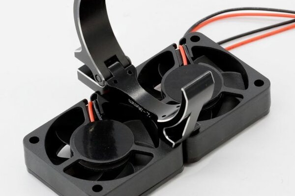Powerhobby PH1295Black  Powerhobby 1/8 Aluminum HeatSink (Motor Mount) w/Twin Turbo High-Speed 30mm Cooling Fans For 40-42mm Diamtere Motors