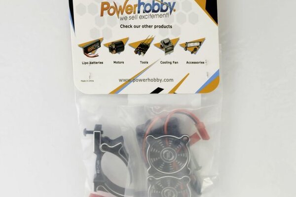 Powerhobby PH1295Black  Powerhobby 1/8 Aluminum HeatSink (Motor Mount) w/Twin Turbo High-Speed 30mm Cooling Fans For 40-42mm Diamtere Motors