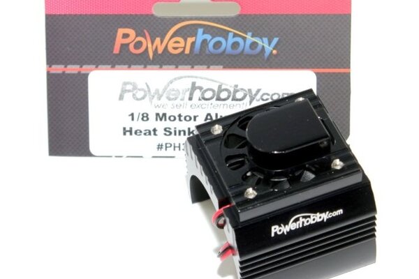 Powerhobby PHB18FSBLACK    Powerhobby Aluminum Motor Heatsink + Cooling Fan For 1/8 Size Motors Black