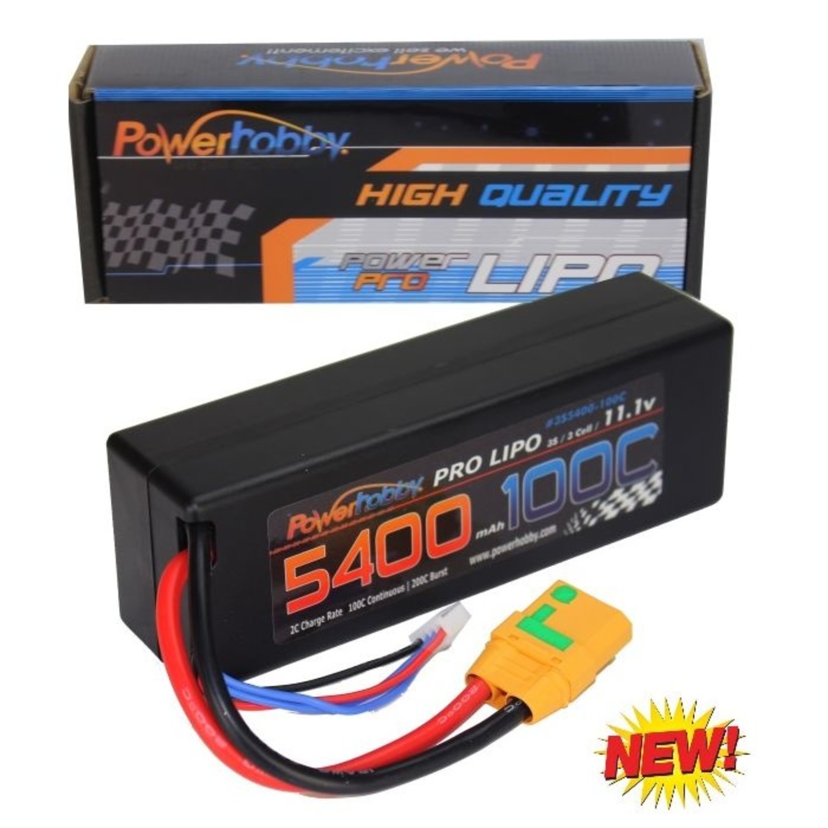 Powerhobby PH-3s-5400mah-100c-xt90-HC  Powerhobby 3s 11.1v 5400mah 100c lipo Battery w XT90 Plug Hard Case