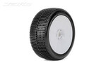 Jetko Tires JKO1001DWUSG  Sting 1/8 Buggy Tires Mounted on White Dish Rims, Ultra Soft (2)