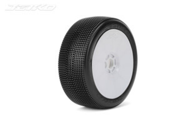 Jetko Tires JKO1004DWMSG  Lesnar 1/8 Buggy Tires Mounted on White Dish Rims, Medium Soft (2)