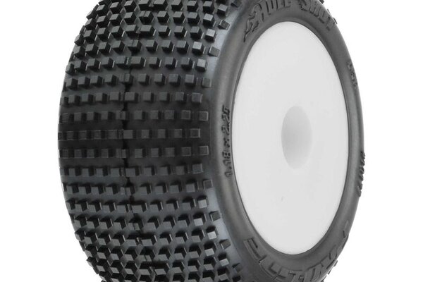 Proline Racing PRO1017713  1/18 Hole Shot Front/Rear Mini-T Tires Mounted 8mm White Wheels (2)