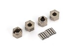 Traxxas 9750A  Wheel hubs, 7mm hex (steel) (4)/ axle pins (8)