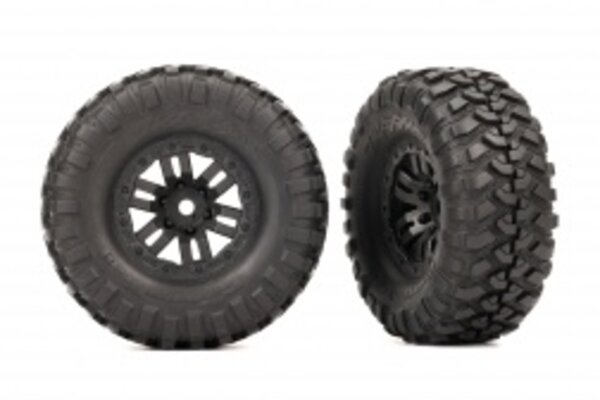 Traxxas 9773  Tires & wheels, assembled (black 1.0" wheels, Canyon Trail 2.2x1.0" tires) (2)