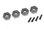 Traxxas 8269A Wheel hubs, 12mm hex, 6061-T6 aluminum (charcoal gray-anodized) (4)/ screw pin (4)