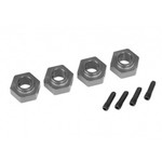 Traxxas 8269A Wheel hubs, 12mm hex, 6061-T6 aluminum (charcoal gray-anodized) (4)/ screw pin (4)
