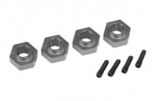 Traxxas 8269A Wheel hubs, 12mm hex, 6061-T6 aluminum (charcoal gray-anodized) (4)/ screw pin (4)