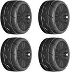 GRP GTX03-XM7 X2  GRP GTX03-XM7 1/8 GT T03 REVO MEDIUMHARD Mounted Tires Wheels (4) Black