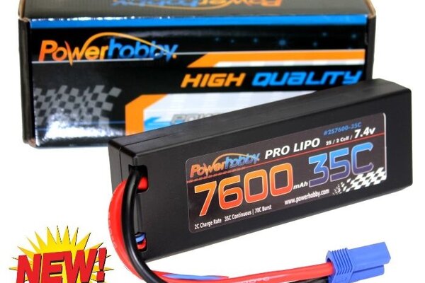 Powerhobby PH2S7600MAH35CEC5  7600mAh 7.4V 2S 35C LiPo Battery with Hardwired EC5