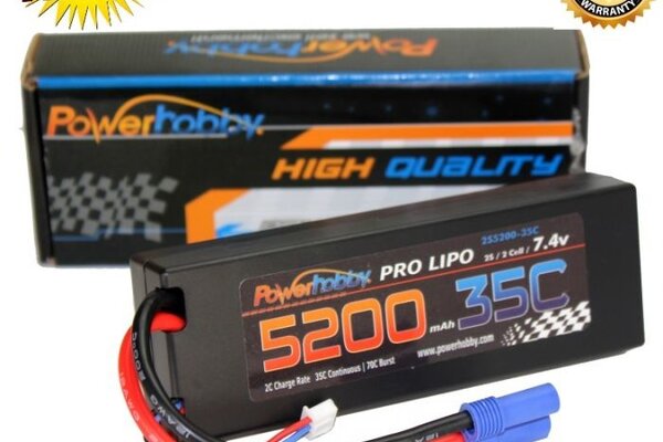 Powerhobby PH2S5200MAH35CEC5  Powerhobby 2s 7.4v 5200mah 35c Lipo Battery w EC5 Plug 2-Cell