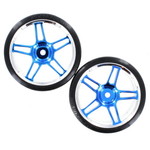 Redcat Racing 07003b  Chrome & blue 5 split spoke wheels w/ drift tires (2pcs)(plastic)