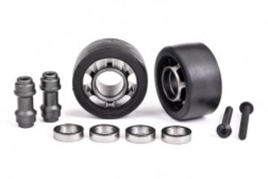 Traxxas 7775A  Wheels, wheelie bar, 6061-T6 aluminum (dark titanium-anodized) (2)/ axle, wheelie bar, 6061-T6 aluminum (2)/ 10x15x4 ball bearings (4)