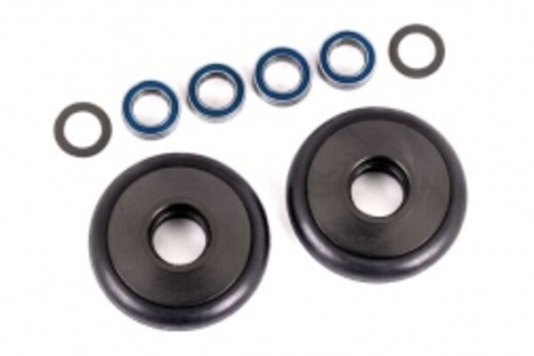 Traxxas 9461T Wheels, wheelie bar, 6061-T6 aluminum (gray-anodized) (2)/ 5x8x2.5mm ball bearings (4)/ o-rings (2)/ 5x8x0.3mm TW (2)